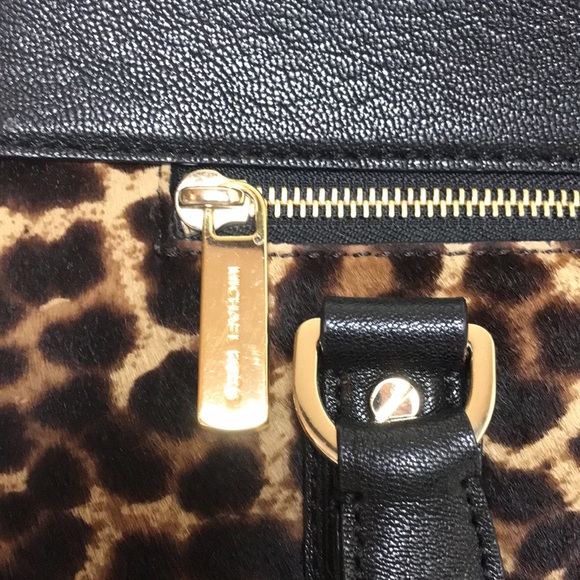Michael Kors Astrid Haircalf Satchell with Leather Trim & Crossbody Strap - Picture 5 of 10